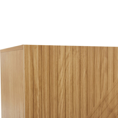 Sideboard mit 2 Türen und Metallbeinen, Buffet, Kommode mit Linien-Design, Maße: H 75 cm / B 100 cm / T 40 cm
