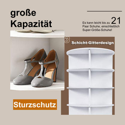 Drehbares Schuhregal 7 Etagen, 360°, Platzsparend, 28 Paar, Weiß, 161 cm