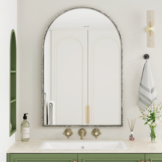 Arched Mirror,Wall Mirror for Bathroom,Vanity Mirror or Wall Decor Arch Mirror for LivingRoom Bedroom Entryway,Silver