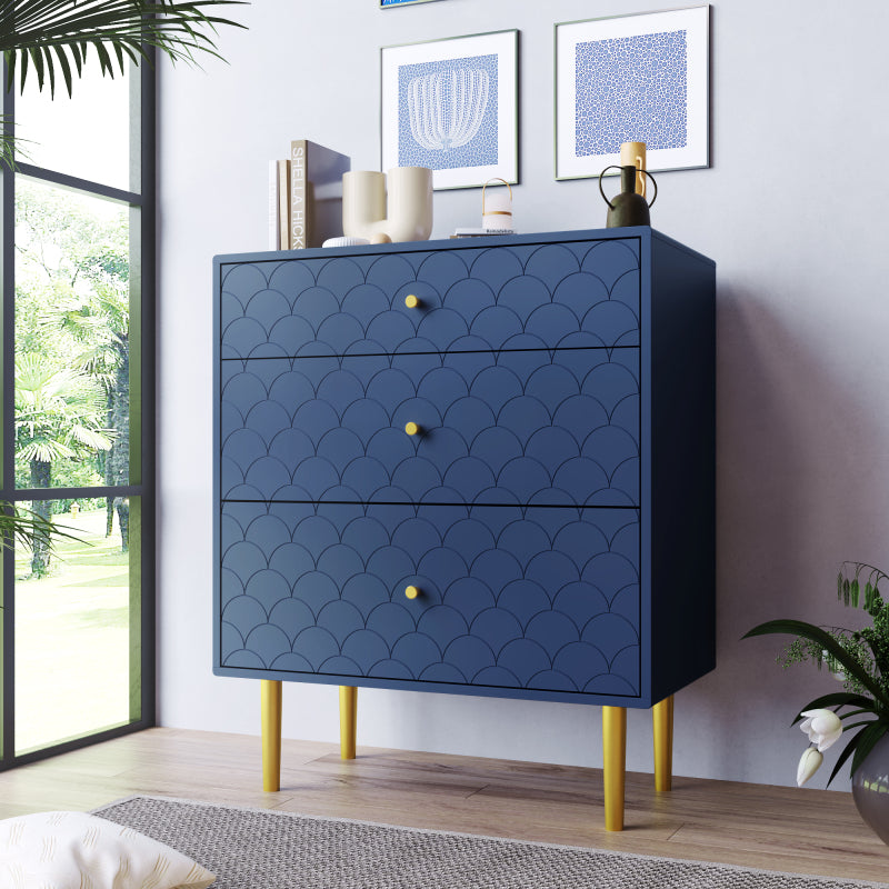 [NEW] Schubladenkommode Kommode mit 3 Schubladen, Sideboard Highboard für Schlafzimmer & alle Wohnräume,Marineblau-H89/B75/T40 cm