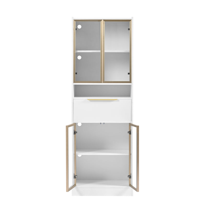 Moderner Weißer Hochschrank mit 16-Farb-LED und Bluetooth – 60×35×180cm