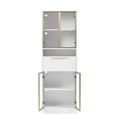 Moderner Weißer Hochschrank mit 16-Farb-LED und Bluetooth – 60×35×180cm