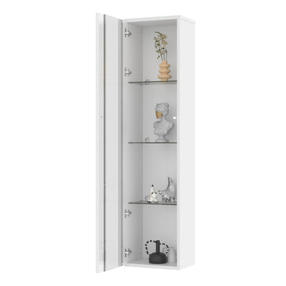 multifunktionale Vitrine, Glastrennwand, LED-Farbwechsel Licht, schlichtes Design, weiß