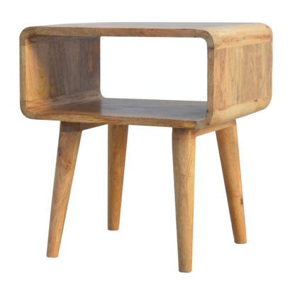 Solid Wood Nachtschrank Braun – Nachttisch aus Mangoholz mit offenem Fach – Handgefertigter Beistelltisch im Nordic-Stil – 45x35x50 cm