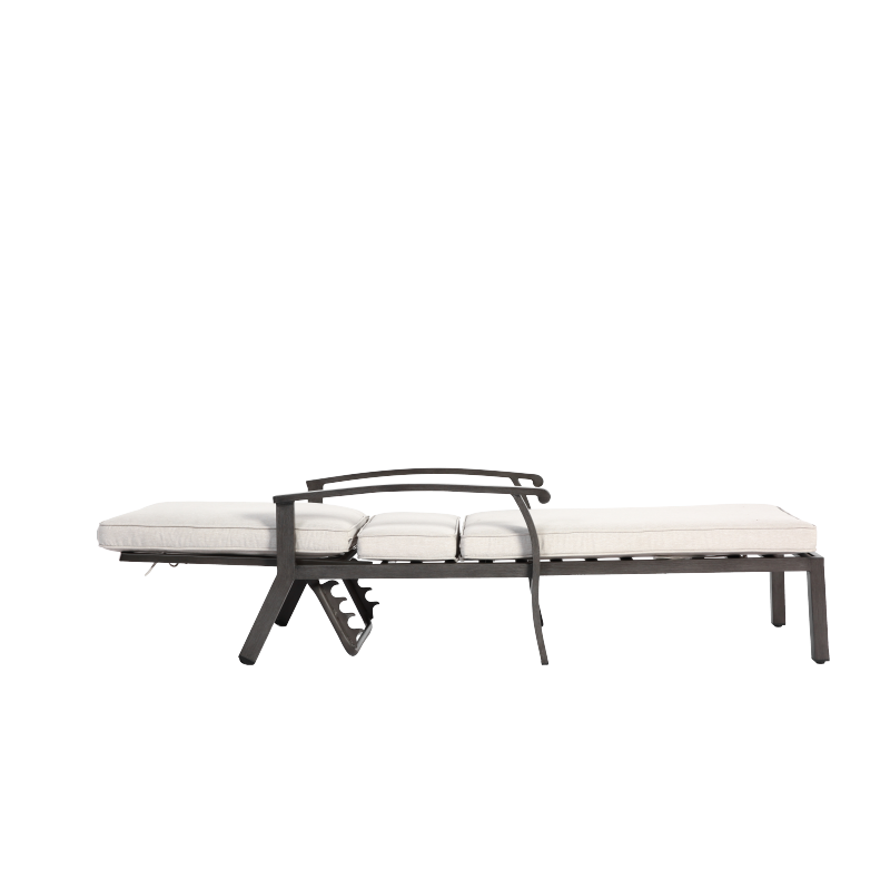 Lounge Patio Chair with Cotton Cushion, Adjustable Reclining Rust-Resistant Aluminum  Poolside Chaise Lounge Furniture, Waterproof Beige Cushion (1pc)