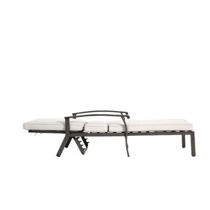 Lounge Patio Chair with Cotton Cushion, Adjustable Reclining Rust-Resistant Aluminum  Poolside Chaise Lounge Furniture, Waterproof Beige Cushion (1pc)