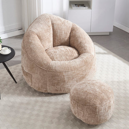 Sitzsack Sofa Stuhl für Erwachsene mit Fußstütze, Khaki