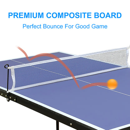 137.2cm/4.5FT Foldable Table Tennis Table, Portable Ping Pong Table Set with Net, 2 Table Tennis Paddles and 3 Balls Indoor & Outdoor Games Easy to Store