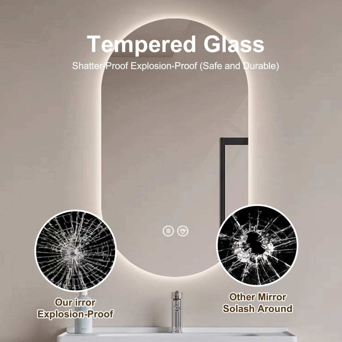 60*90cm Smart Wall Mounted LED Touch Screen Anti-fog Mirror Bathroom Mirror, Barber Shop Mirror