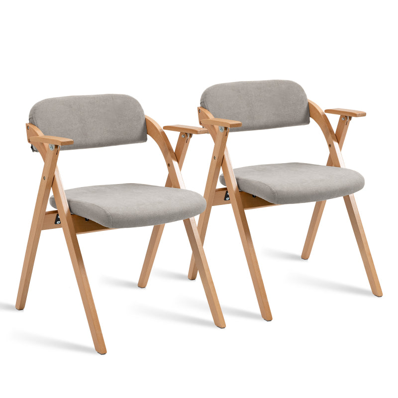 Folding Chairs with Armrest, Set of 2 Extra for Guests Kitchen Office Wedding Party, Gra