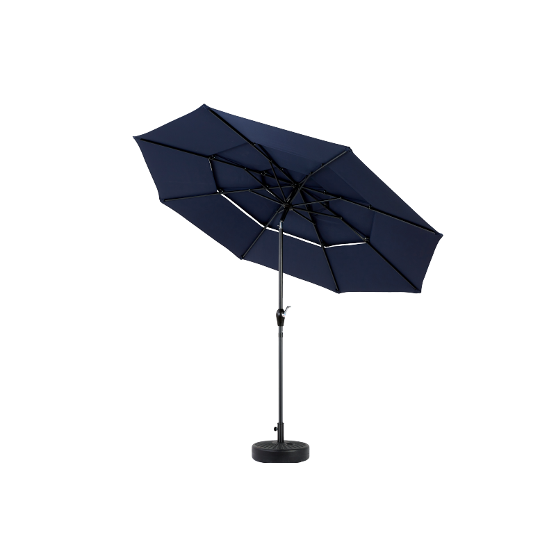 14.8 Ft Double Sided Outdoor Umbrella Rectangular Large with Crank (Navy Blue) (No Base)