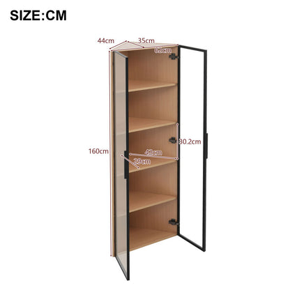 Eckvitrine, Eiche-Optik: Glasvitrine für Sammlungen, Bücher, Wein oder als Badezimmerschrank 62x35x160cm