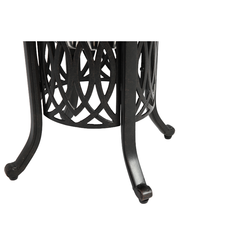 Outdoor Aluminum Table with Ice Bucket,Patio Side Table,  Aluminum End Table with Adjustable Footpads, Outdoor Small Coffee Table