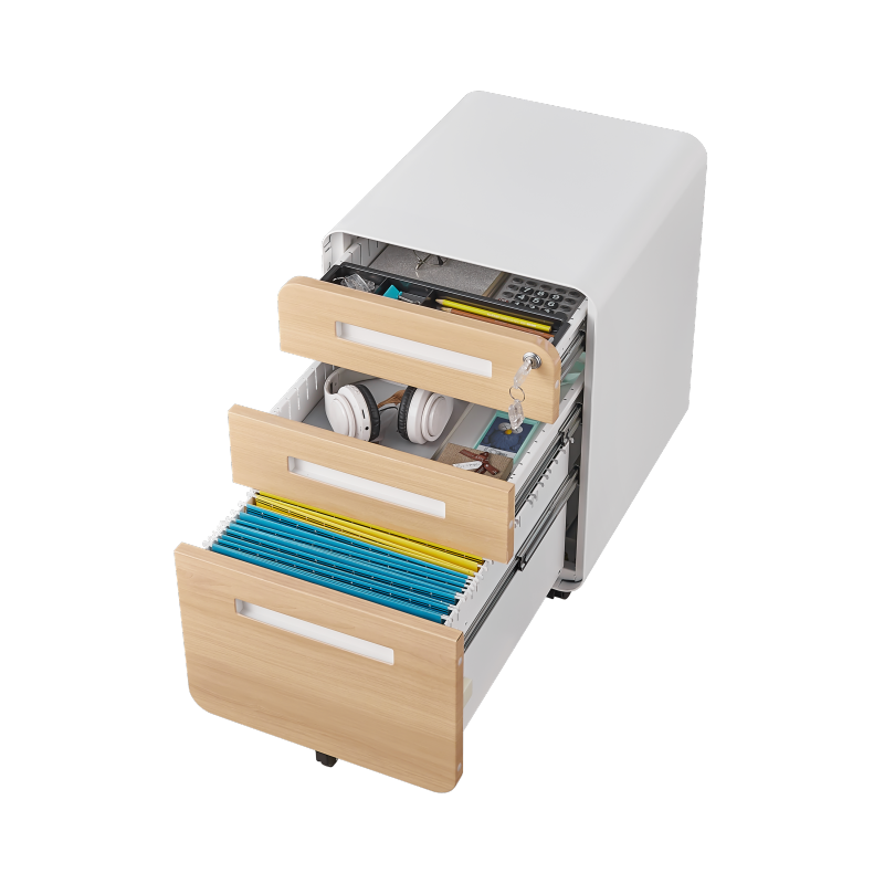 3 Drawer Mobile File Cabinet Under Desk Office,Simple Style Versatile Storage Cabinet for Legal/Letter/A4 Files, 5 Wheel Design Anti-Tilting Cold Rolled Steel Waterproof Moisture-Proof White