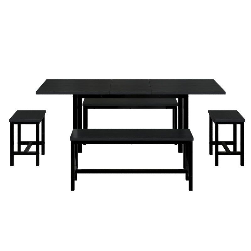 Esstisch-Set (mit Esstisch, 4 Stühlen), schwarz