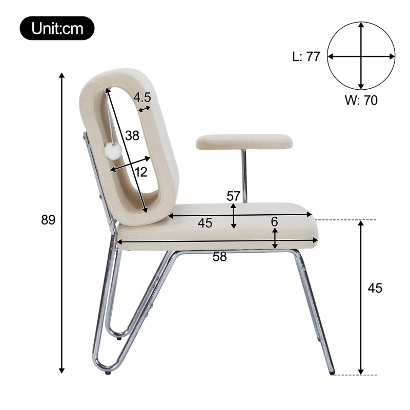 Bürostuhl mit integriertem Katzenbett - Haustierfreundlicher Stuhl, kratzfestes Material, breite Sitzfläche, austauschbare Armlehnen, menschenfreundliches Design, Katzenbett in der Rückenlehne, Beige
