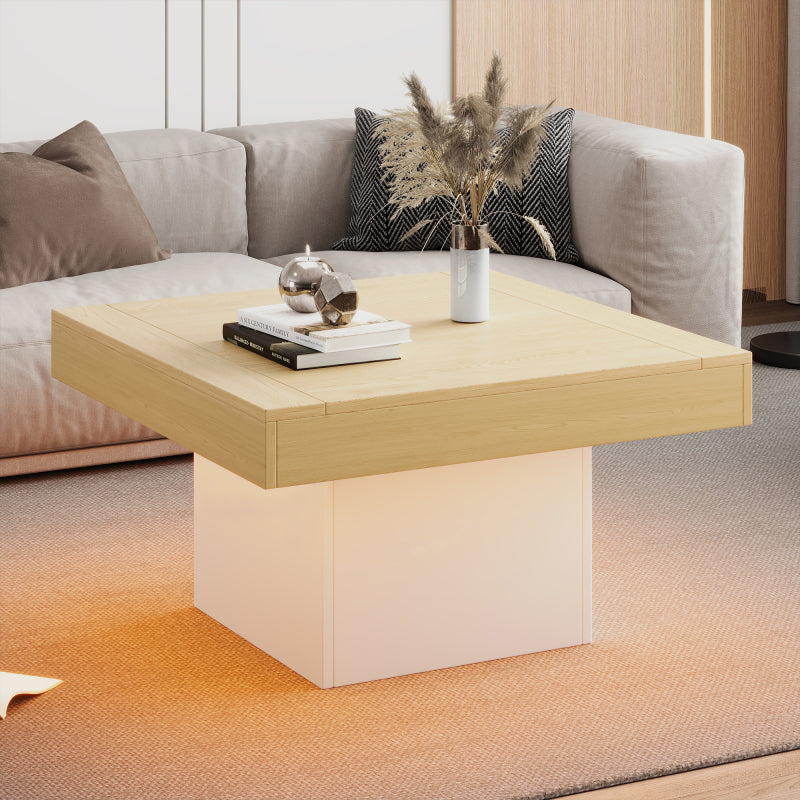 Kreativer LED-Couchtisch in Pilzform, 70x70x40 cm – Stilvoller, quadratischer Beistelltisch, 30 kg Tragkraft, modernes Design für Wohnzimmer