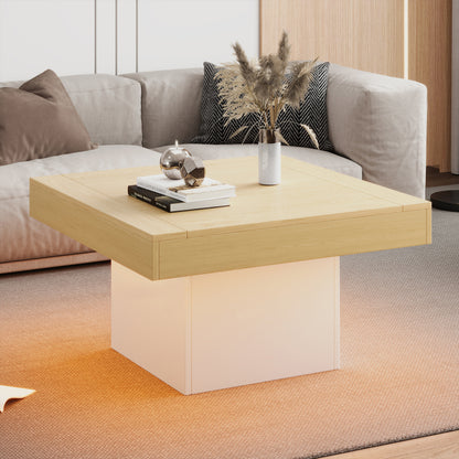 Kreativer LED-Couchtisch in Pilzform, 70x70x40 cm – Stilvoller, quadratischer Beistelltisch, 30 kg Tragkraft, modernes Design für Wohnzimmer