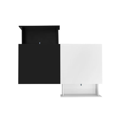 Moderner Couchtisch mit 2 Schubladen – Schwarz-Weiß-Design, Stauraum, Hochglanz-Tischplatte, 100 cm lang