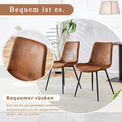 4er-Set Esszimmerstühle Braun Atmungsaktive Tech-Fabric Modernes Design mit verbreiterter Sitzfläche und rutschfesten Metallfüßen