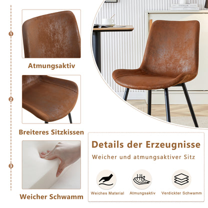 4er-Set Esszimmerstühle Braun Atmungsaktive Tech-Fabric Modernes Design mit verbreiterter Sitzfläche und rutschfesten Metallfüßen