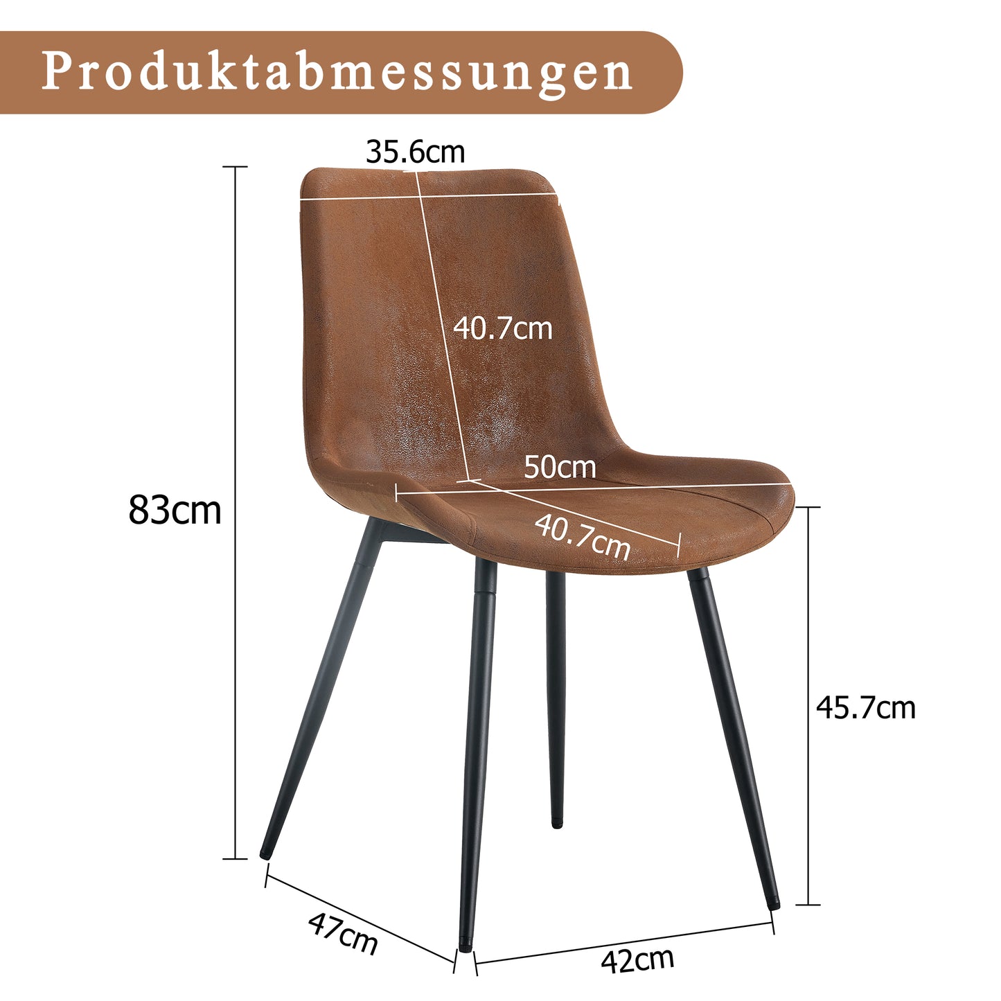 4er-Set Esszimmerstühle Braun Atmungsaktive Tech-Fabric Modernes Design mit verbreiterter Sitzfläche und rutschfesten Metallfüßen