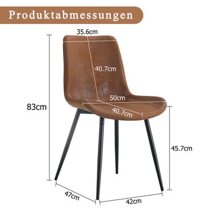 4er-Set Esszimmerstühle Braun Atmungsaktive Tech-Fabric Modernes Design mit verbreiterter Sitzfläche und rutschfesten Metallfüßen